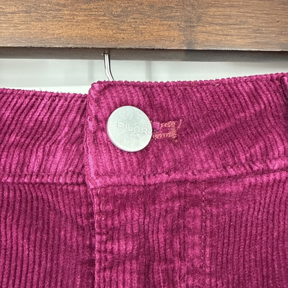 Anthropologie Pilcro Madi FrontSlit Corduroy Maxi Skirt Magenta Sz 2 Boho A-Line - Picture 5 of 8